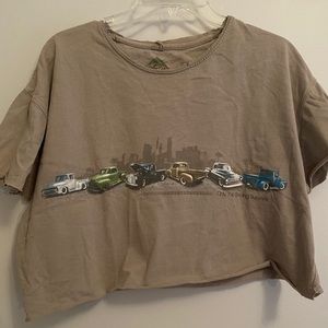 Vintage distressed car crop top